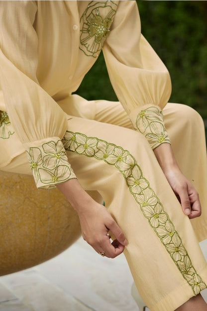 Light Yellow Co-ord Set with Handwork