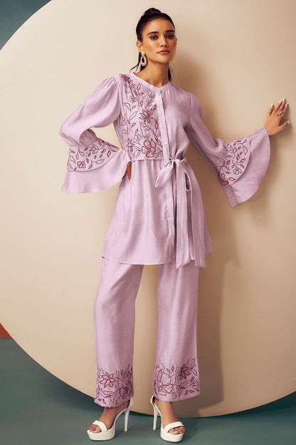 Purple Co-ord Set with Handwork