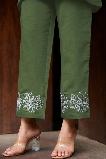 Green Co-ord Set with Threadwork