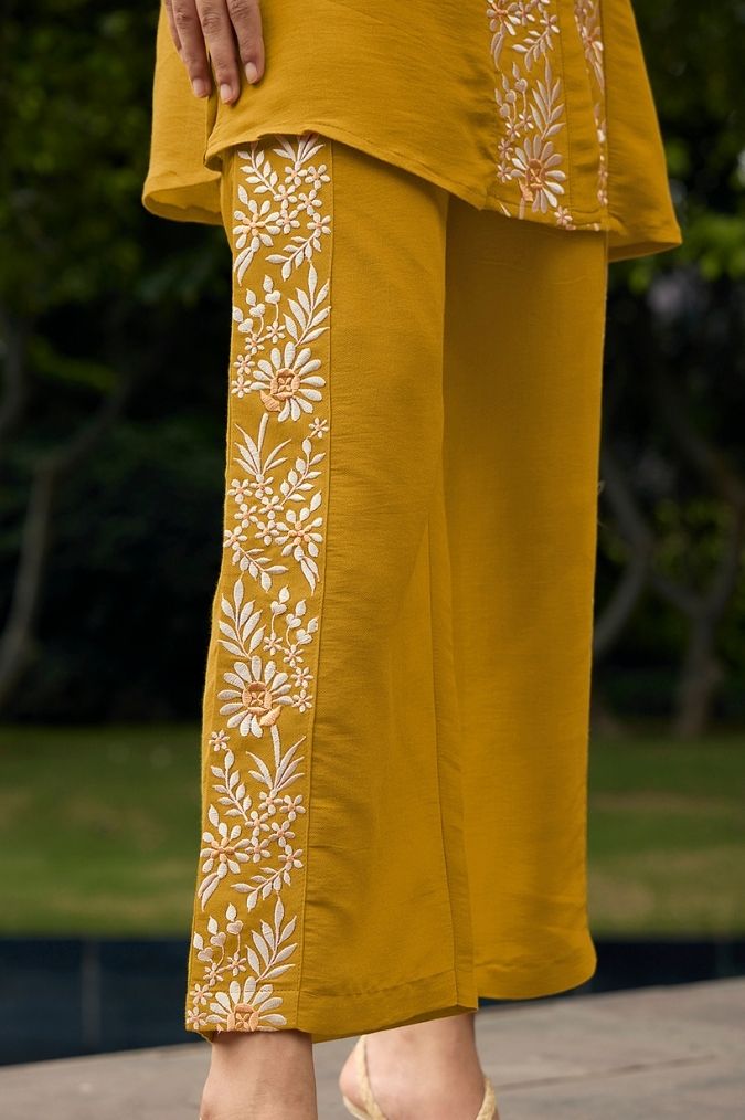 Mustard Yellow Co-ord Set with Threadwork