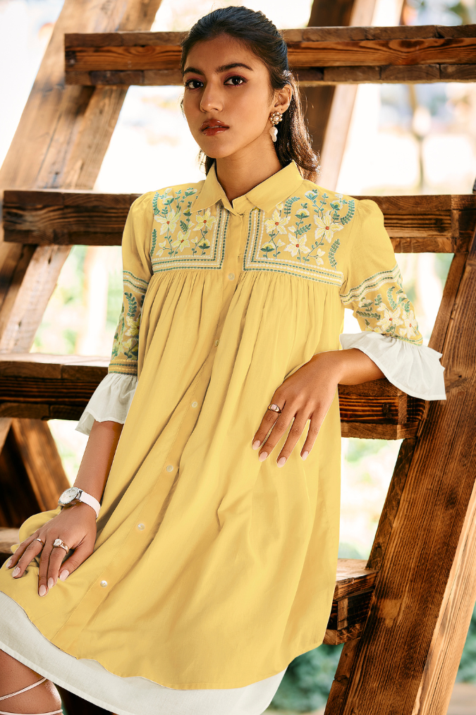 LIGHT yellow SHIRT DRESS