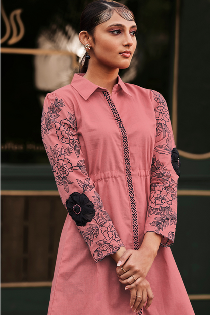 Pink Linen Shirt Dress