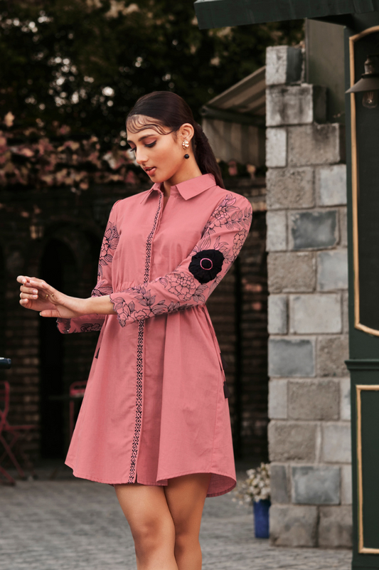 Pink Linen Shirt Dress