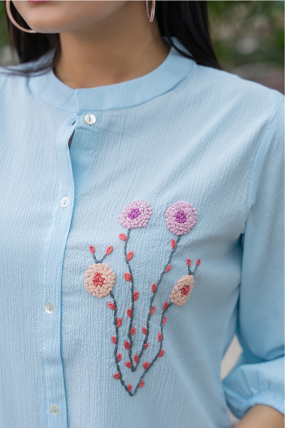 Light Blue Dress with thread work