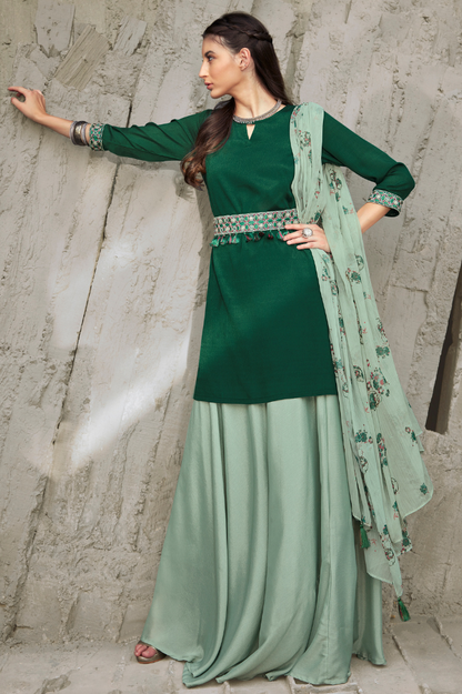 Green Skirt Set with Dupatta