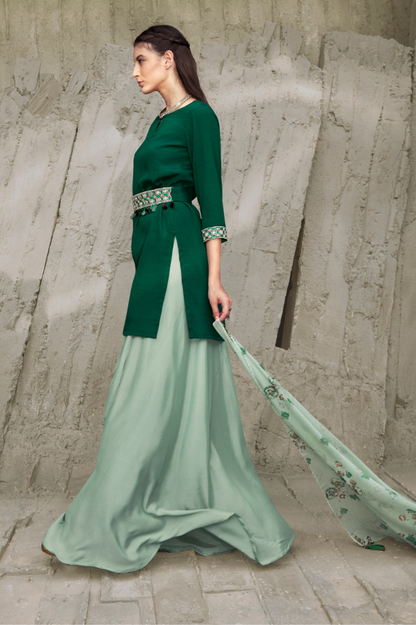 Green Skirt Set with Dupatta