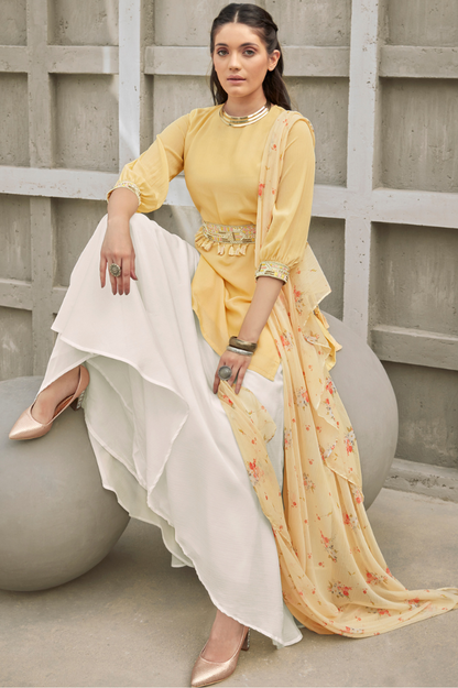 Light Yellow Skirt Set with Dupatta