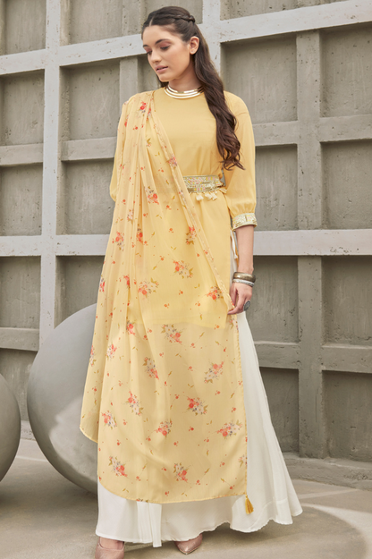 Light Yellow Skirt Set with Dupatta