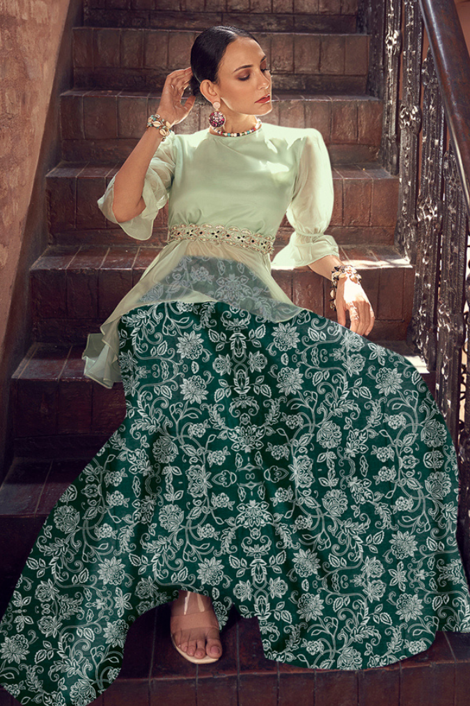 Light Green Skirt Set with Belt