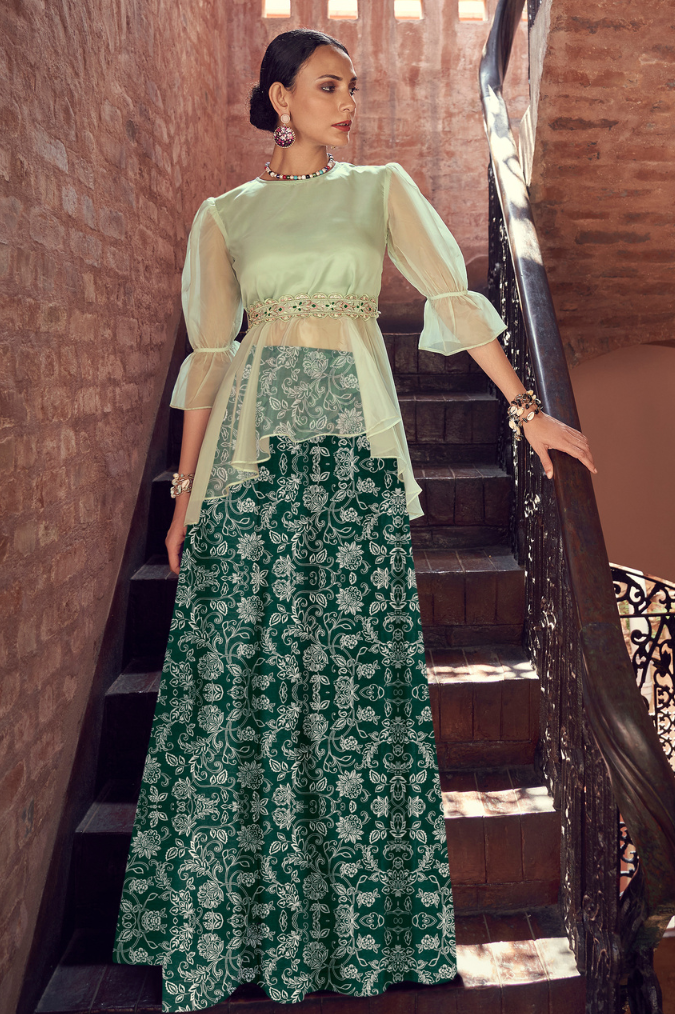 Light Green Skirt Set with Belt