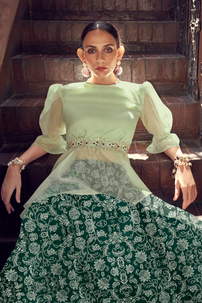 Light Green Skirt Set with Belt