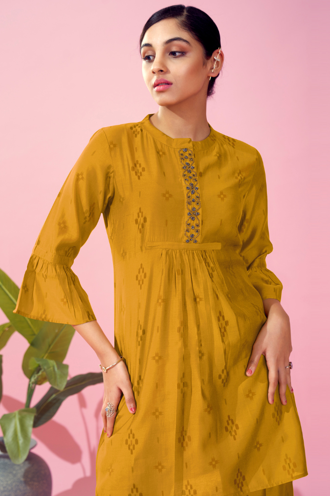 MUSTARD BLOCK PRINT CO-ORD SET