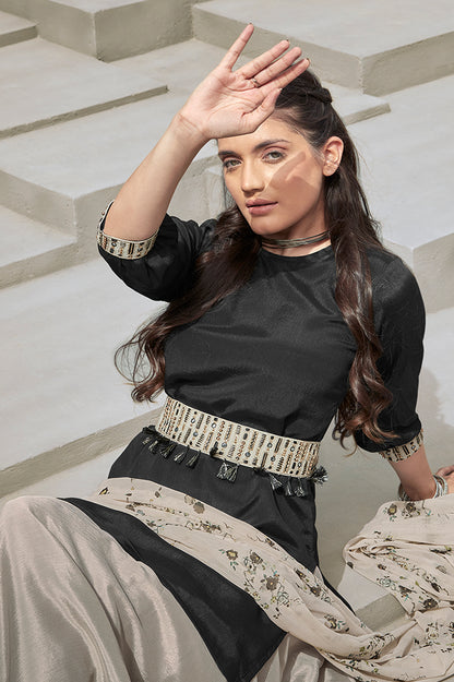 black skirt set with Dupatta