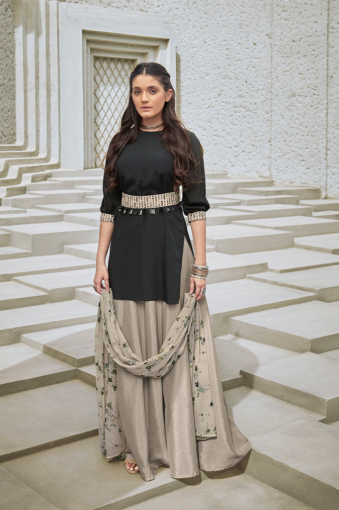 black skirt set with Dupatta