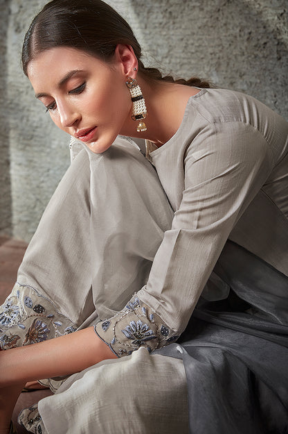 grey kurta set with dupatta